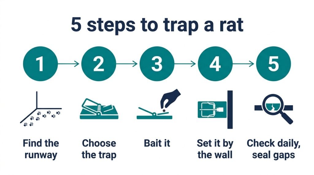 5 steps to trap a rat in the house