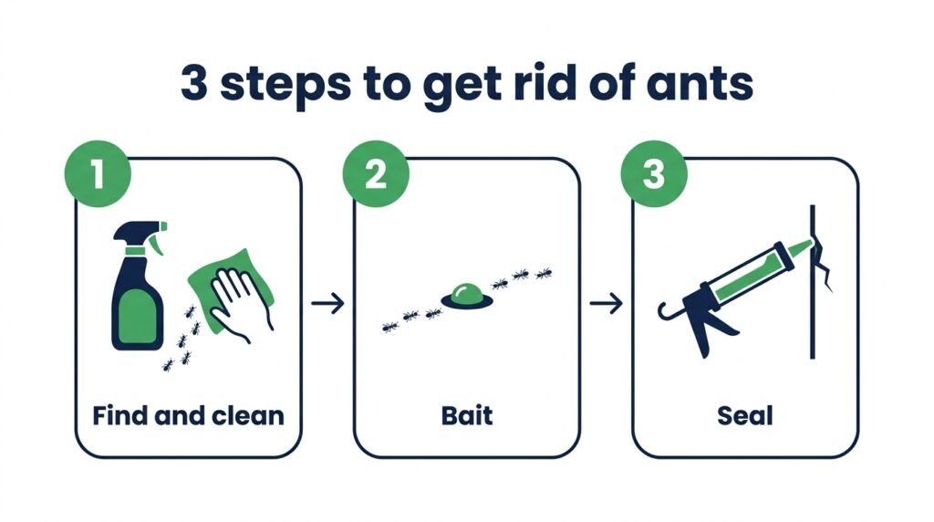 3 steps to get rid of ants in the house