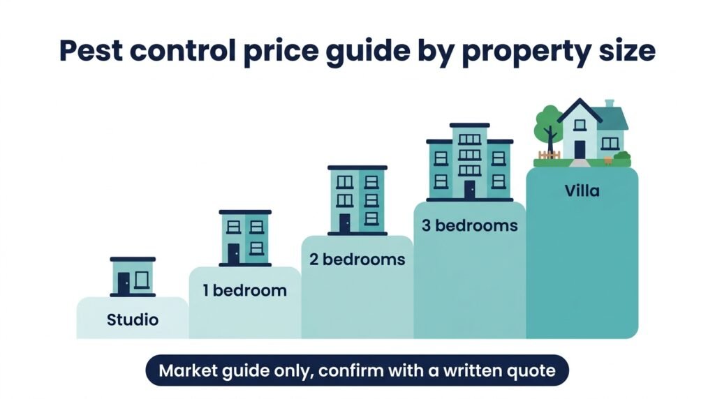Pest control price guide by property size in Sharjah