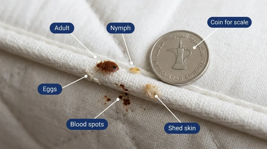How to identify bed bugs: adults, nymphs, eggs, blood spots and shed skins