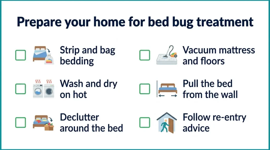 Aura Pest Control bed bug treatment steps in Sharjah: inspection, identification, plan, treatment and follow-up