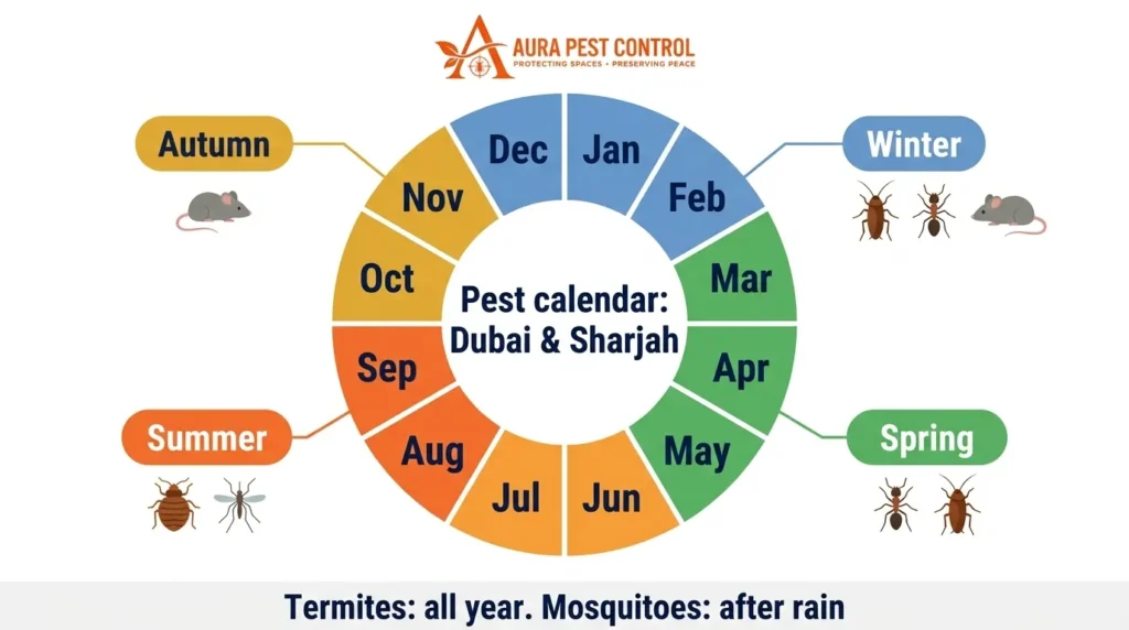 Seasonal pest calendar for Dubai and Sharjah homes