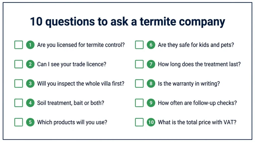 Ten questions to ask an anti termite pest control company in Dubai and Sharjah