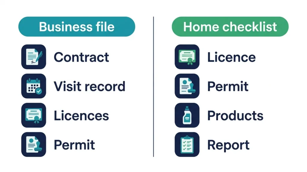 Pest control paperwork for Sharjah shops and villas: business file and home checklist