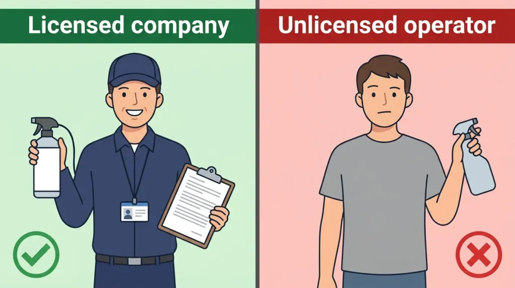 Comparison of a licensed Dubai pest control company and an unlicensed operator