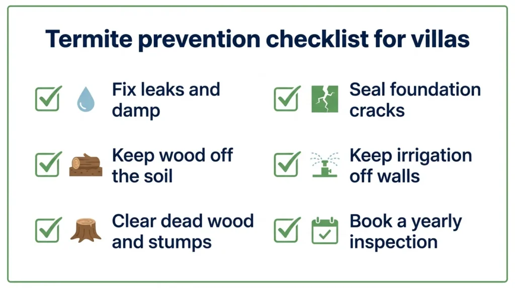 Termite prevention checklist for villas in Dubai and Sharjah
