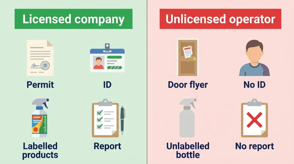 Licensed versus unlicensed pest control in Sharjah: permit, ID, products and report