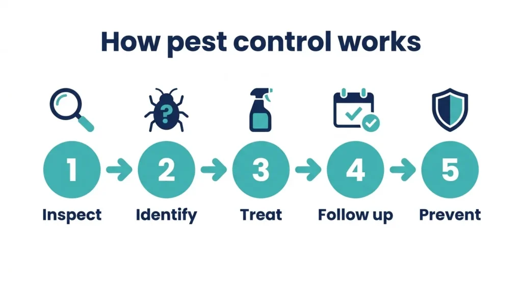 How pest control works: inspection, identification, treatment, follow-up and prevention